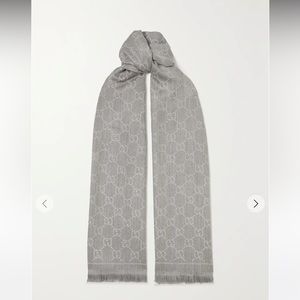 GUCCI Sten reversible fringed organic wool-jacquard scarf